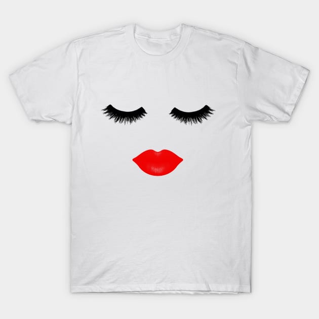 Lips and Lashes T-Shirt by julieerindesigns